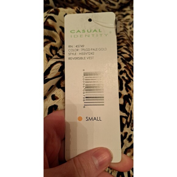 NEW W/tags Reversible Quilted Vest Gold Leopard Print Ladies S Casual Identity - Picture 11 of 11